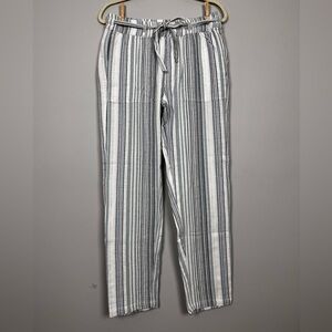 NWT Carbon2Cobalt Cotton Striped Gray and Cream Pants SZ M‎
